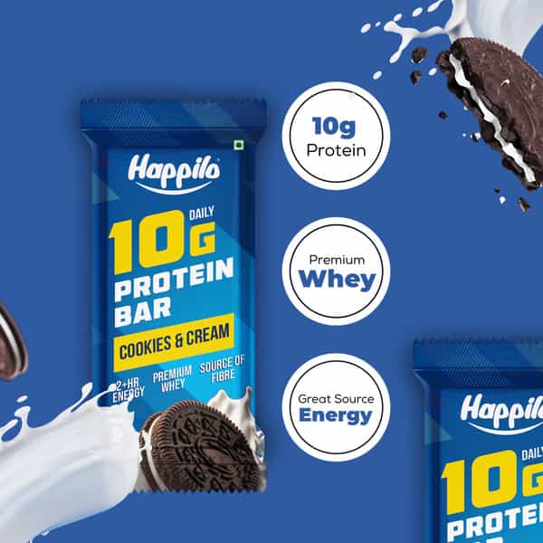 Happilo Premium Cookies & Cream Protein Bar 50G