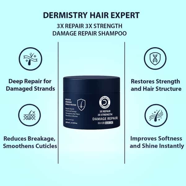Dermistry Damage Control Breakage Repair Mask Keratin Argan Oil & Protein For Dry Damaged Hair 200Ml