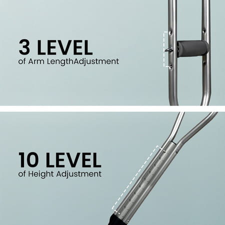 Stergic Next Adjustable Crutches For Injury Recovery Mobility & Comfort Support Pair 1 No'S