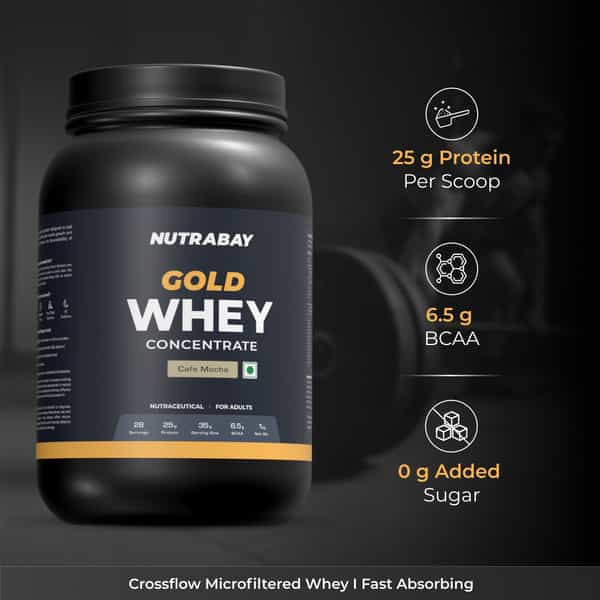 Nutrabay Gold 100% Whey Protein Concentrate Cafe Mocha - 1Kg