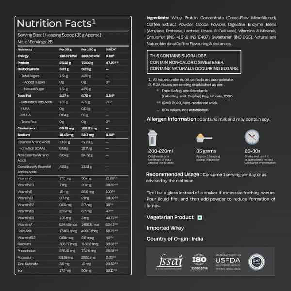 Nutrabay Gold 100% Whey Protein Concentrate Cafe Mocha - 1Kg