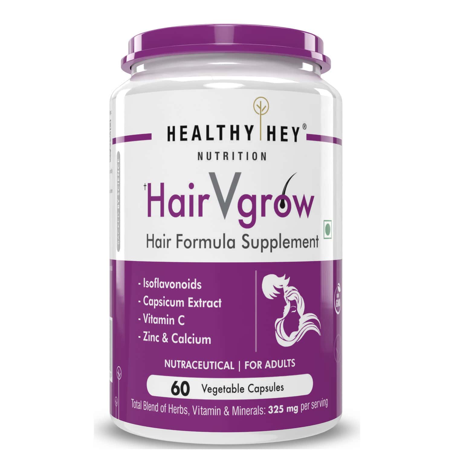 Healthyhey Nutrition Hairvgrow - Natural Hair Growth - 60 Veg. Capsules