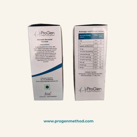 Progen Chocolate Flavoured Hot Drink Powder | 15 G Of Protein Per Meal | Pack Of 7 105 Gm