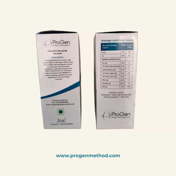 Progen Chocolate Flavoured Hot Drink Powder | 15 G Of Protein Per Meal | Pack Of 7 105 Gm