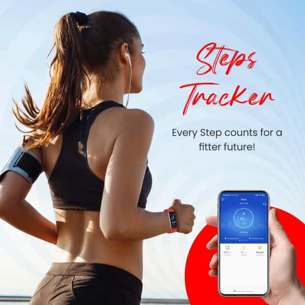 Portronics Kronos X3 Por-1465 - Smart Fitness Wristband Red