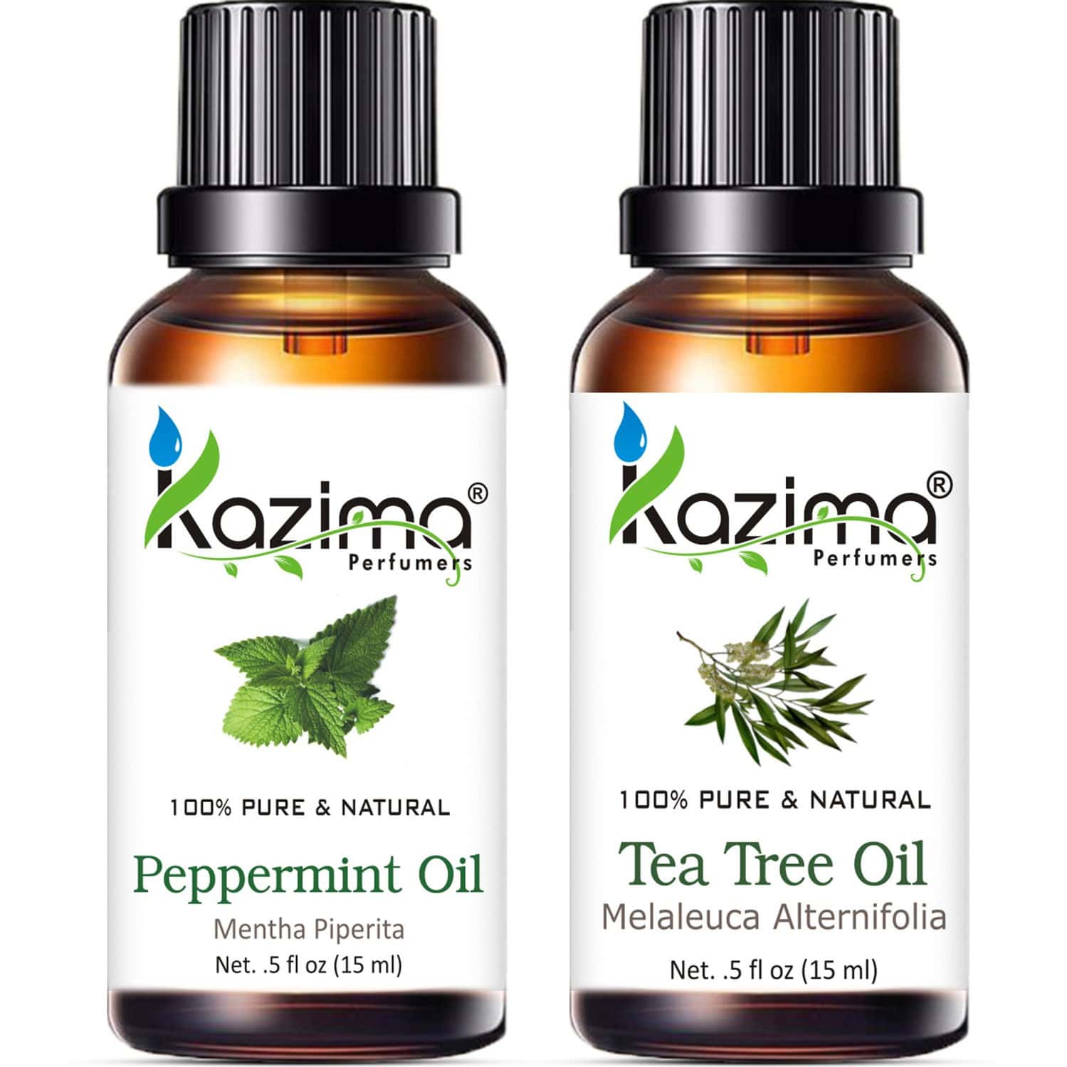 Kazima Peppermint Essential Oil And Tea Tree Essential Oil (Each 15ml ) (15 Ml)