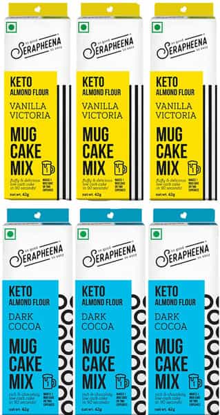 Serapheena Keto Mug Cake Mix With Almond Flour|Vanilla & Dark Chocolate |Pack Of 6