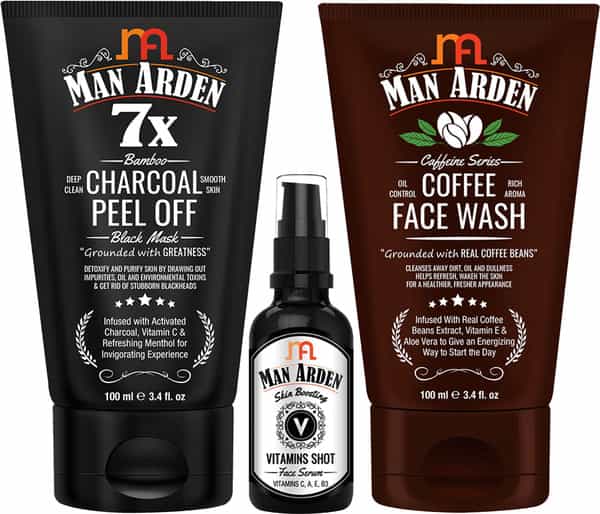Man Arden Skin Boosting Combo -Charcoal Peel Off Mask + Face Serum + Coffee Face Wash