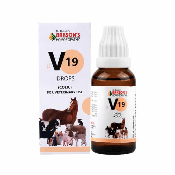 Bakson Homoeopathy V19 Drops | Colic | For Veterinary Use | 30 Ml