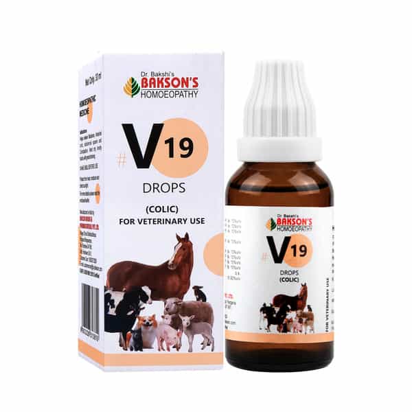 Bakson Homoeopathy V19 Drops | Colic | For Veterinary Use | 30 Ml