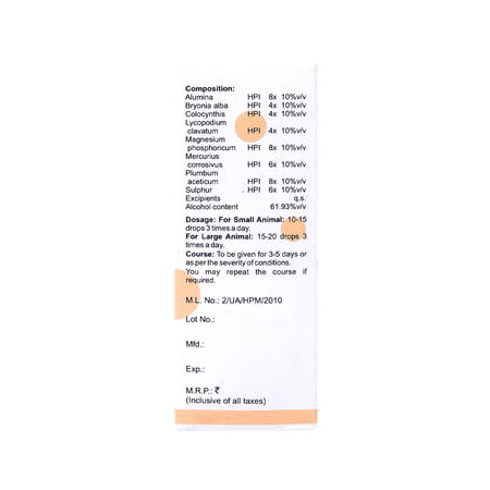 Bakson Homoeopathy V19 Drops | Colic | For Veterinary Use | 30 Ml