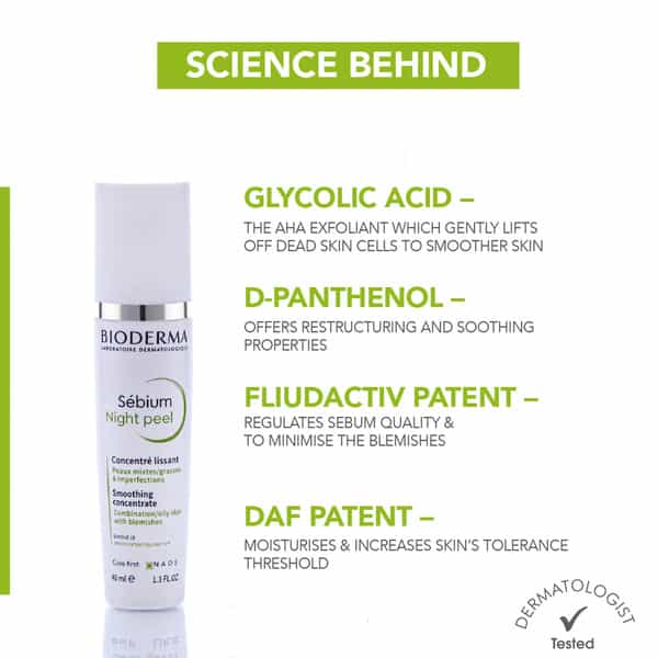 Bioderma Sebium Night Peel Smoothing Concentrate Oily/Combination Skin 40Ml