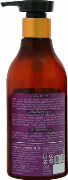 Nutriglow Natural's Onion Hair Shampoo/Anti Dandruff/Anti Hair Fall/Deep Nourishment/ 300Ml
