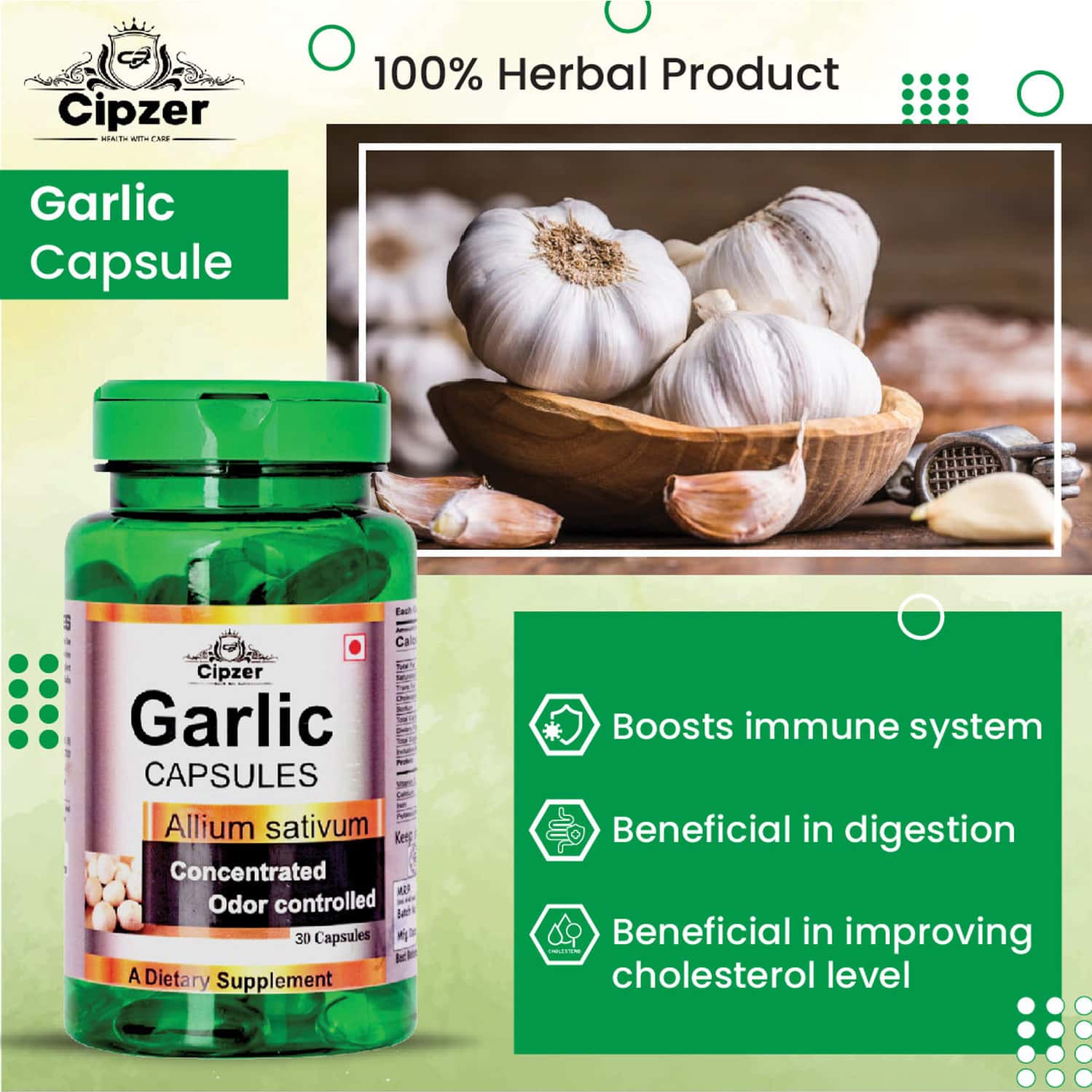 Buy CIPZER GARLIC CAPSULE REGULATE BOWEL HEALTH, CONSTIPATION CONTROL