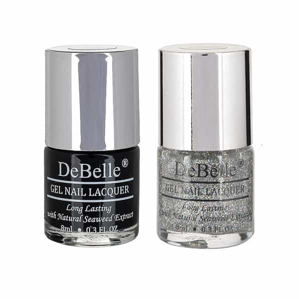Debelle Nail Polish Gift Set Of 2 Black(Luxe Noir) | Top Coat- 16 Ml (8Ml Each)