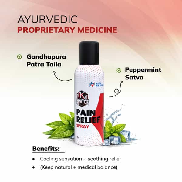 Kratoz Pain Relief Spray | Knee | Back | Shoulder | Muscle & Joint Pain | Ayurvedic Formula - 55G