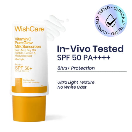 Wishcare Vitamin C Pure Glow Face Sunscreen Spf 50 Pa++++ Broad Spectum Ultra Light - 30 Ml