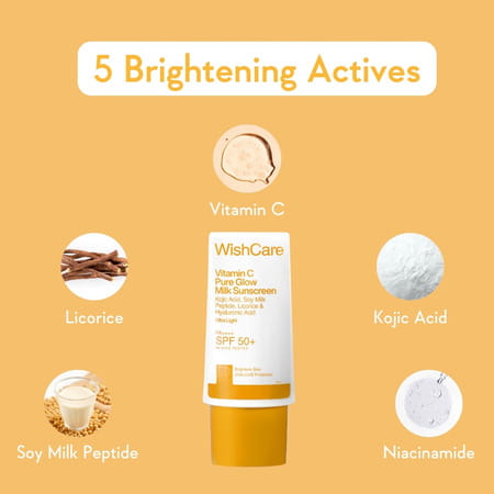 Wishcare Vitamin C Pure Glow Face Sunscreen Spf 50 Pa++++ Broad Spectum Ultra Light - 30 Ml