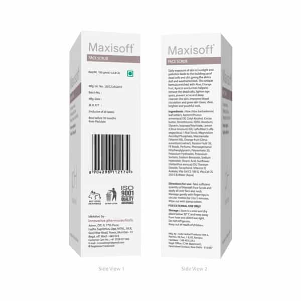Maxisoft Face Scrub | Promotes Brighter & Youthful Looking Skin | Tube | 100 Gm | Pack Of 4