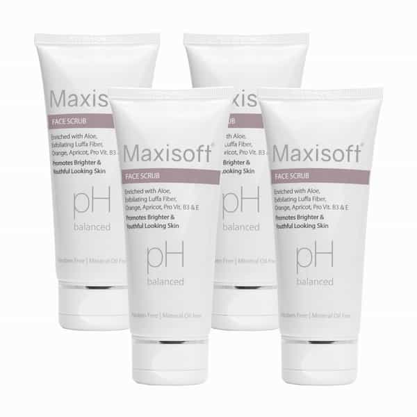 Maxisoft Face Scrub | Promotes Brighter & Youthful Looking Skin | Tube | 100 Gm | Pack Of 4