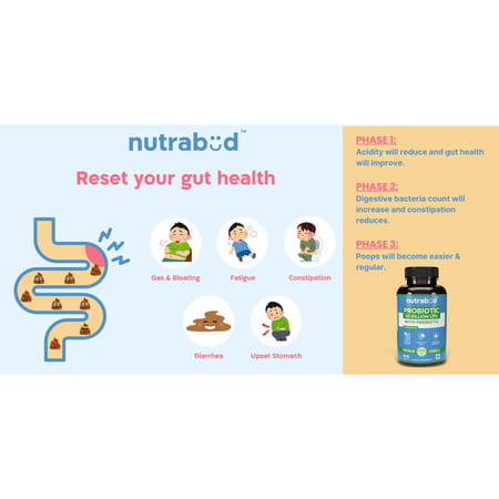 Nutrabud Probiotic 50 Billion Cfu | Gut & Immune Support | 60 Veg Capsules