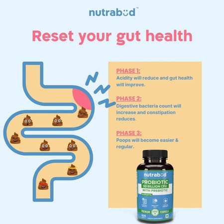 Nutrabud Probiotic 50 Billion Cfu | Gut & Immune Support | 60 Veg Capsules