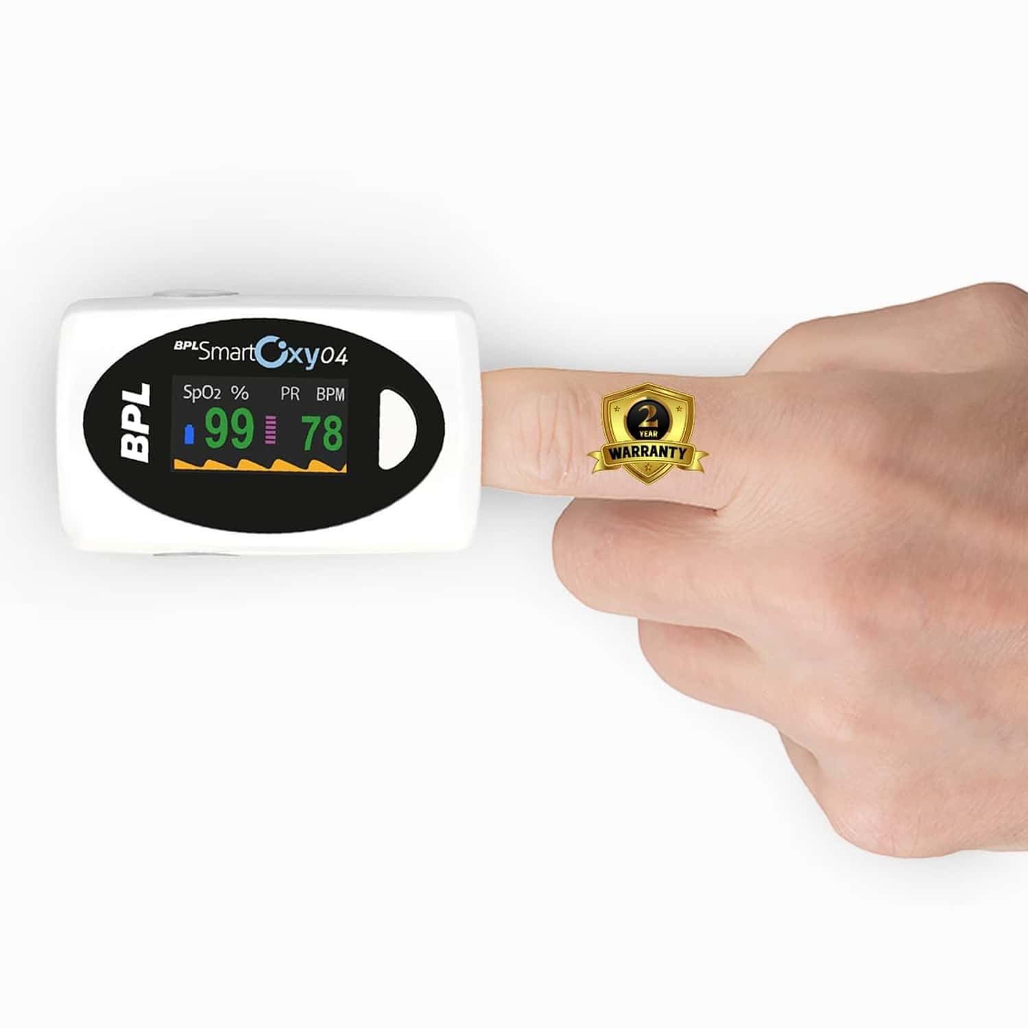 Bpl Medical Technologies Smart Oxy 04 Tip Pulse Oximeter | High Accuracy | Oled Display - White