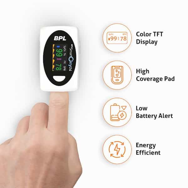 Bpl Medical Technologies Smart Oxy 04 Tip Pulse Oximeter | High Accuracy | Oled Display - White
