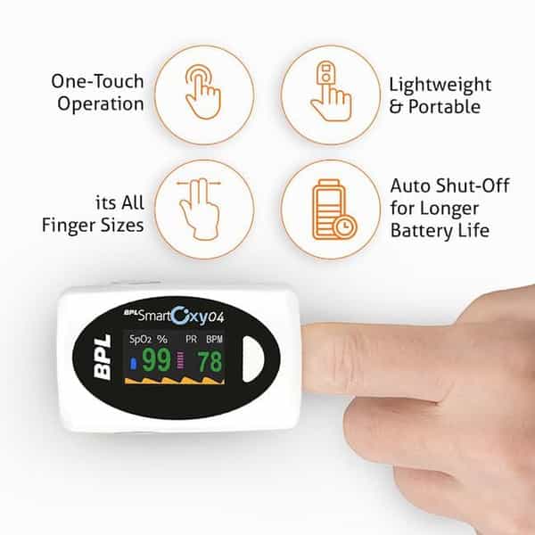 Bpl Medical Technologies Smart Oxy 04 Tip Pulse Oximeter | High Accuracy | Oled Display - White