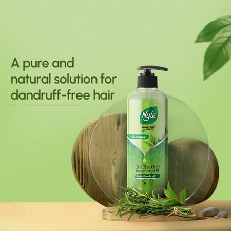 Nyle Natural & Pure Anti Dandruff Shampoo | With Goodness Of Tea Tree Oil & Rosemary Oil | 300ml