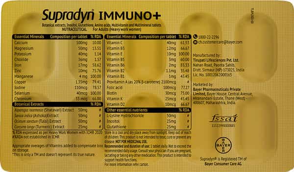 Supradyn Immuno + Natural Ingredients Turmeric & Tulsi Strip Of 10 Tablets
