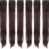Streak Street Clip-In 24" Straight Burgundy Side Patches (6pcs Set)