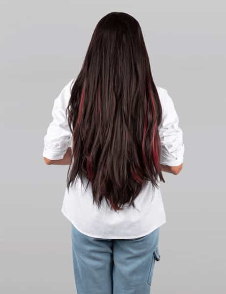 Streak Street Clip-In 24" Straight Burgundy Side Patches (6Pcs Set)