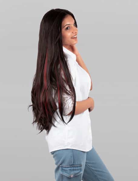 Streak Street Clip-In 24" Straight Burgundy Side Patches (6Pcs Set)