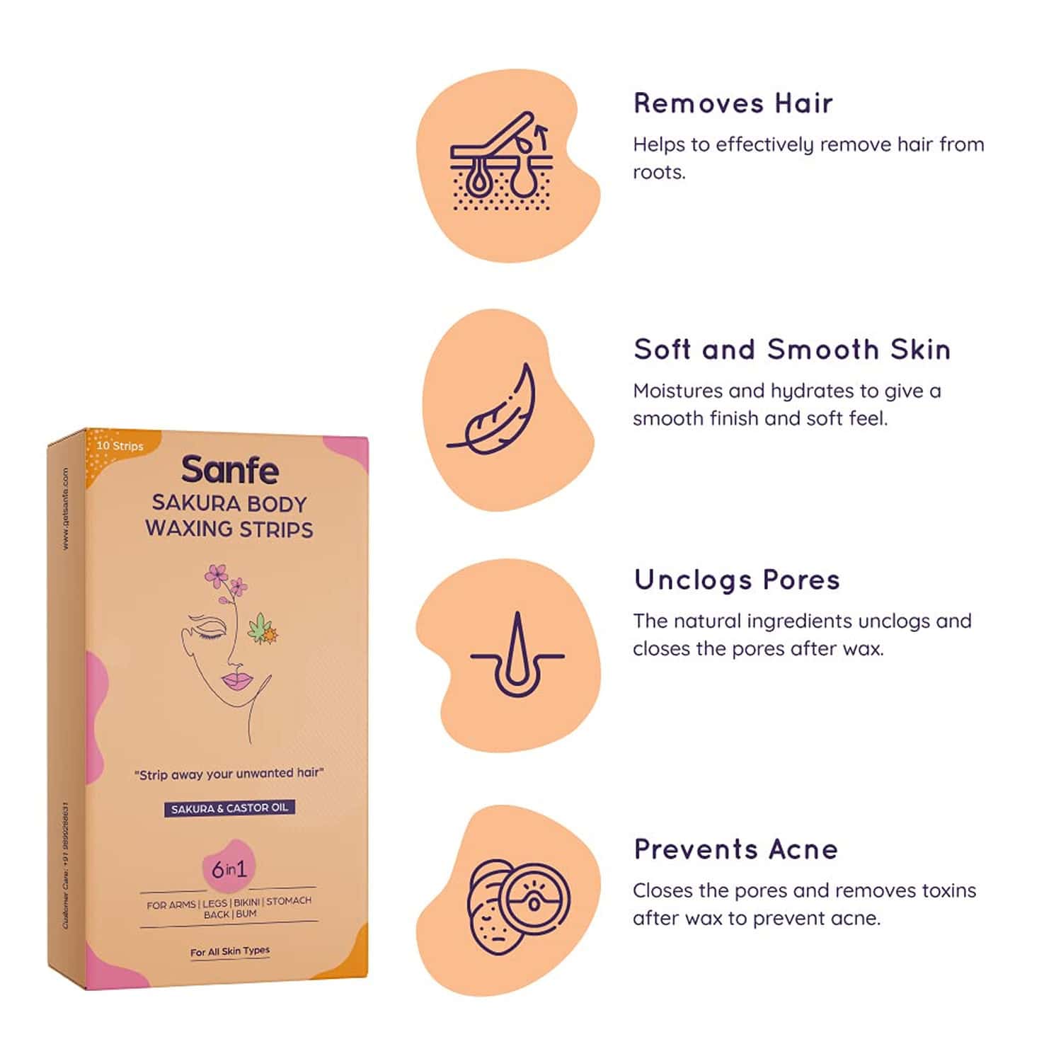 Buy SANFE SAKURA BODY WAX STRIPS Online & Get Upto 60 OFF at PharmEasy