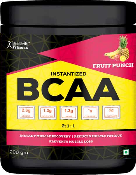 Healthvit Fitness Bcaa 6000Mg 2:1:1 200G (10 Servings)Fruit Punch Flavour