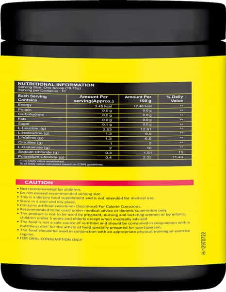 Healthvit Fitness Bcaa 6000Mg 2:1:1 200G (10 Servings)Fruit Punch Flavour