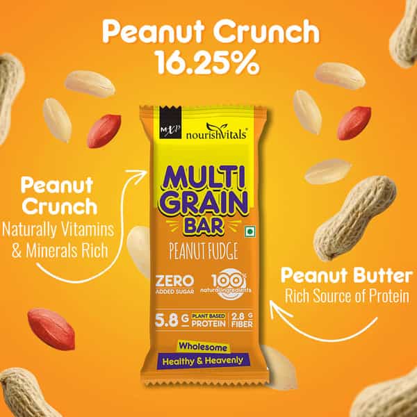 Nourishvitals Multigrain Peanut Fudge Bar Rich In Vitamins & Minerals 200G