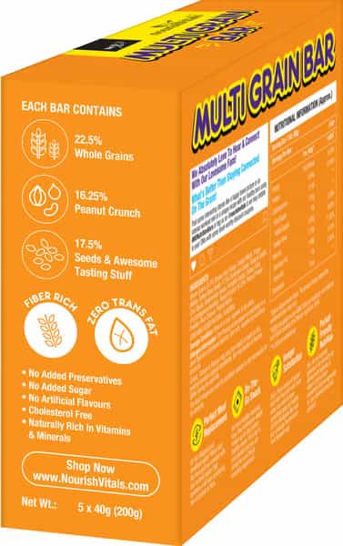 Nourishvitals Multigrain Peanut Fudge Bar Rich In Vitamins & Minerals 200G
