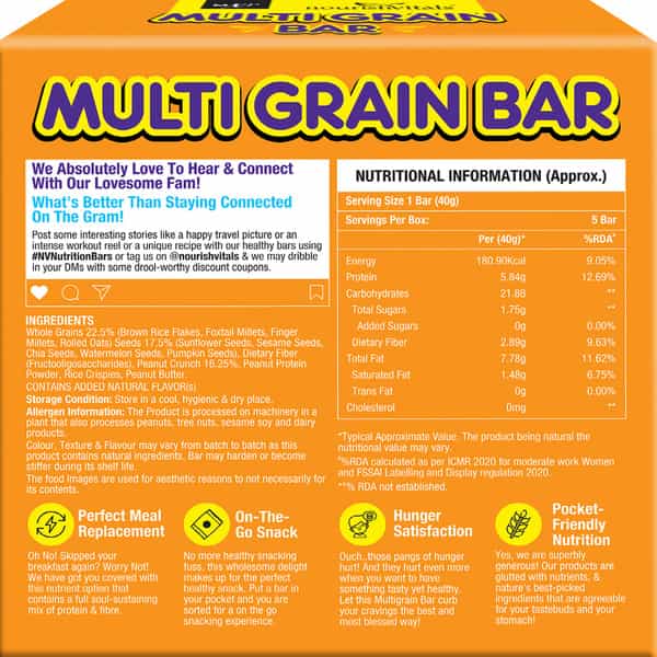 Nourishvitals Multigrain Peanut Fudge Bar Rich In Vitamins & Minerals 200G