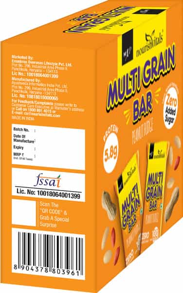 Nourishvitals Multigrain Peanut Fudge Bar Rich In Vitamins & Minerals 200G