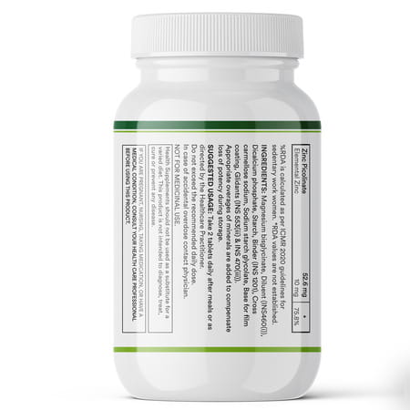 Inlife Magnesium Glycinate With Zinc Picolinate Tablets 2000Mg | Chelated High Absorption | 120N