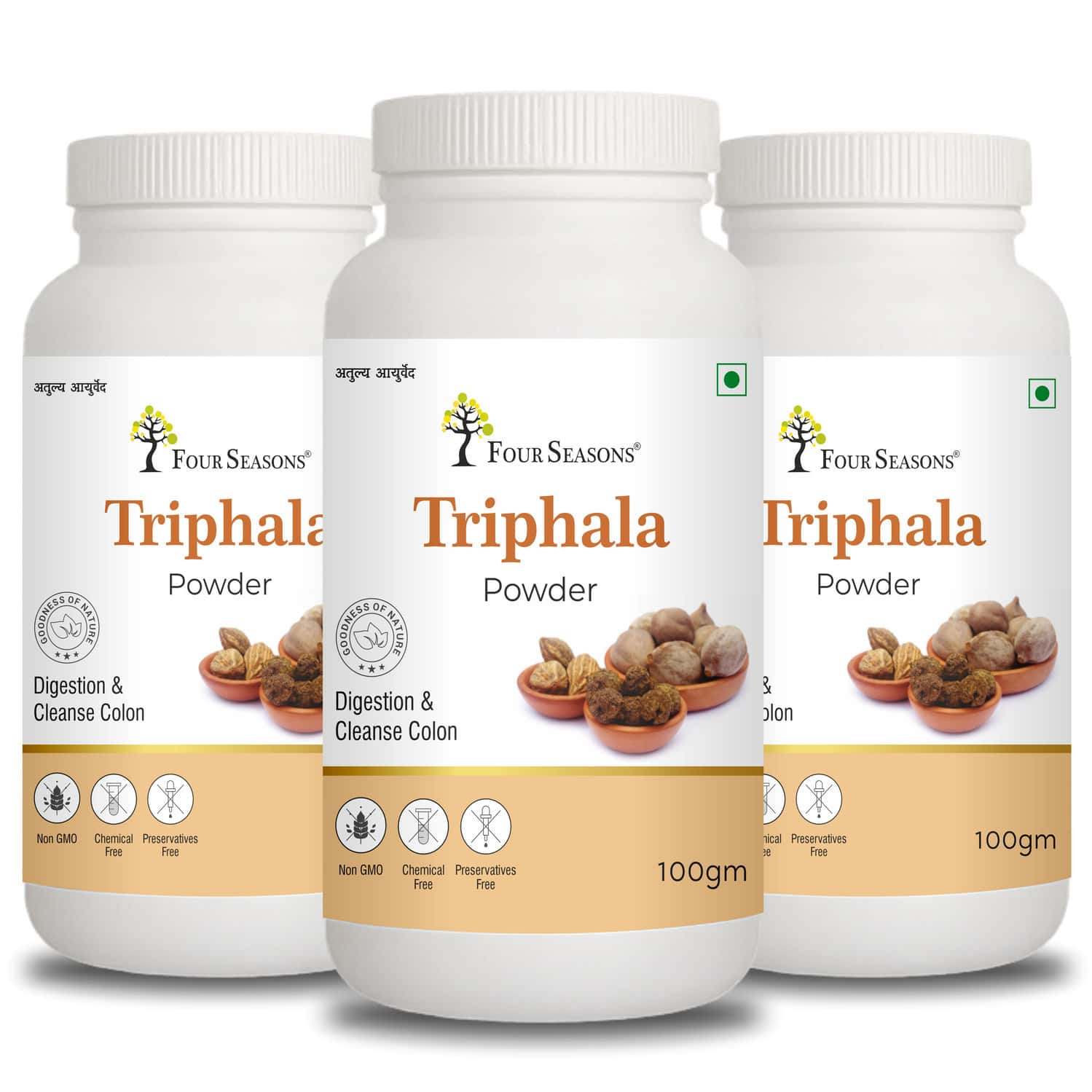 Four Seasons Ayurvedic Triphala Churna 100g | Acidity & Gas Relief |relieve Constipation (pack Of 3)