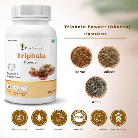 Four Seasons Ayurvedic Triphala Churna 100G | Acidity & Gas Relief |Relieve Constipation (Pack Of 3)