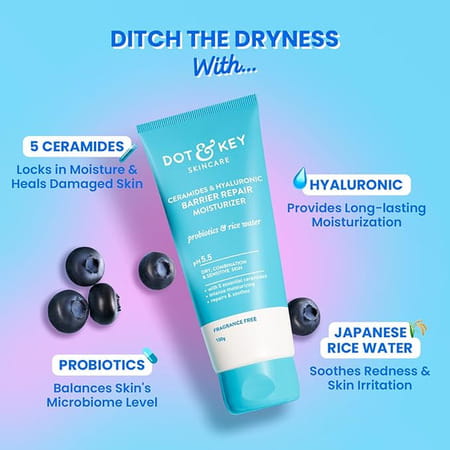 Dot & Key Barrier Repair Moisturizer | Normal Dry Combination & Sensitive | Non-Comedogenic | 170g