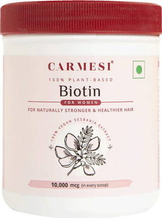Carmesi 100% Plant-Based Biotin For Women For Naturally Stronger & Healthier Hair 90g (15 Servings)