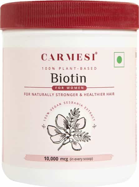 Carmesi 100% Plant-Based Biotin For Women For Naturally Stronger & Healthier Hair 90G (15 Servings)