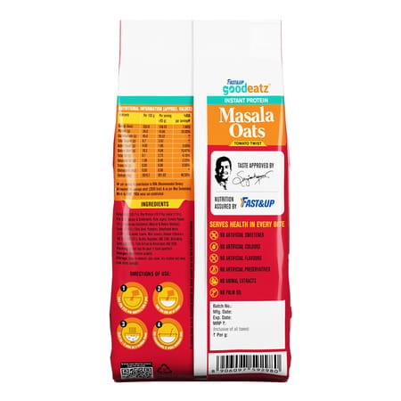 Fast&Up Goodeatz Instant Protein Masala Oats Tomato Twist Pack Of 400gms