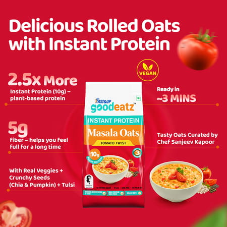Fast&Up Goodeatz Instant Protein Masala Oats Tomato Twist Pack Of 400gms