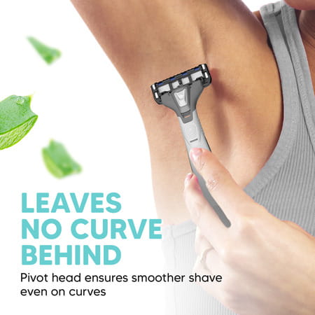 Letsshave Evior 6 Portable Razor For Women, 3 Razor + 1 Transparent Shave Gel 100ml & Travel Pouch